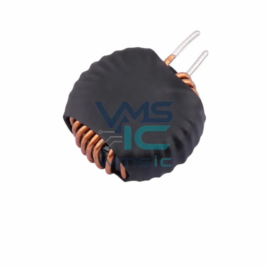 10uH plus minus 10 percent Vertical Toroidal Inductor with Heat Shrink Tubing XR090125TS100MV1L2 Through Hole 27.5x11mm Package