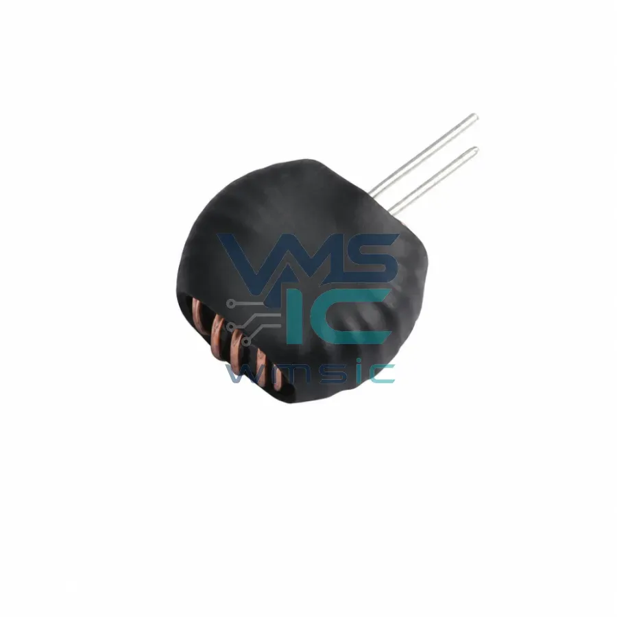 85uH plus minus 10 percent Vertical Toroidal Inductor with Heat Shrink Tubing XR038125TS850MVL35 Through Hole 11.2x4.5mm Package