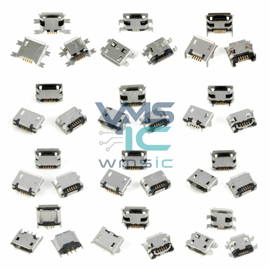 Набор разъемов Micro-USB 5P (мама), 12 типов по 5 шт., медные Корпус