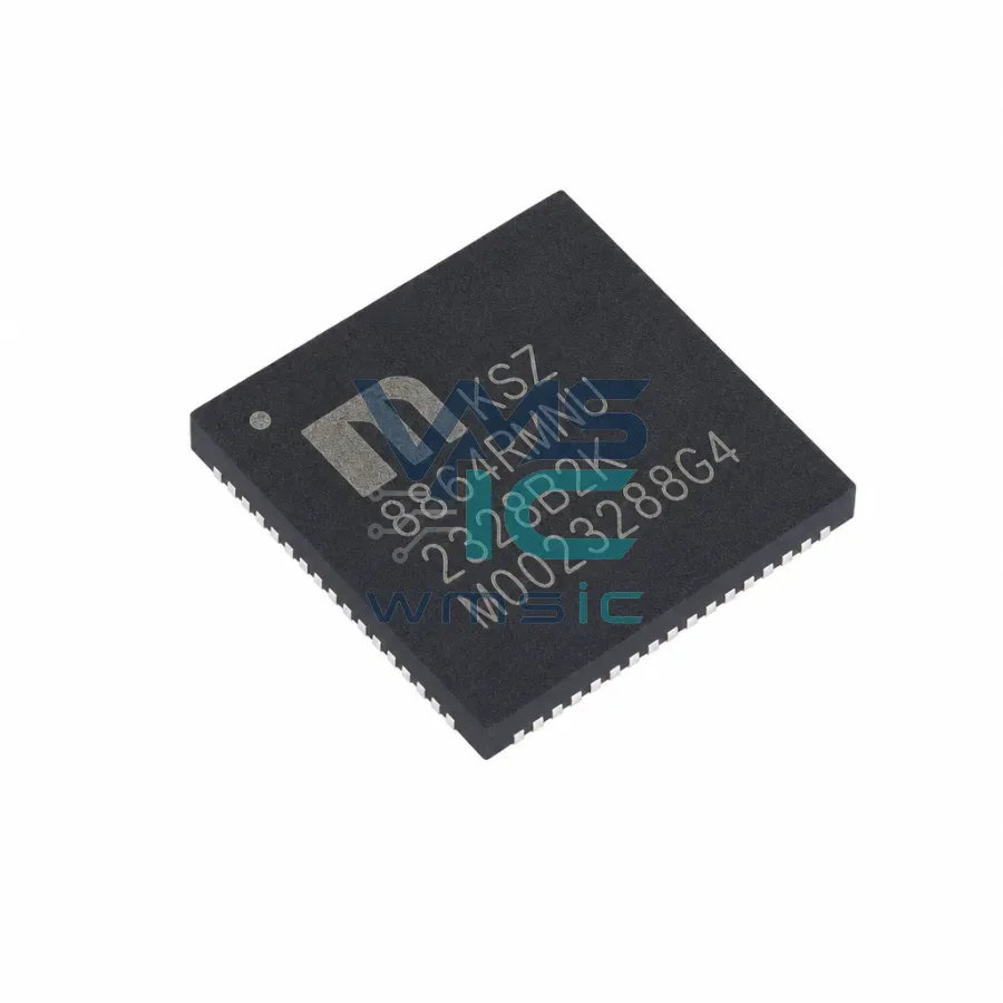 集成双，支持MII或RMII接口的四端口10/100Mbps管理型交换机 KSZ8864RMNUB VQFN-64(8x8) 封装