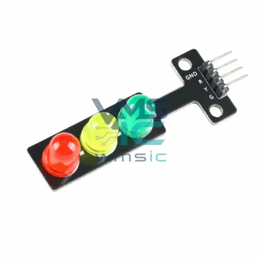 LED交通信号灯模块 红绿黄灯三色發光模块模组 5V電子积木