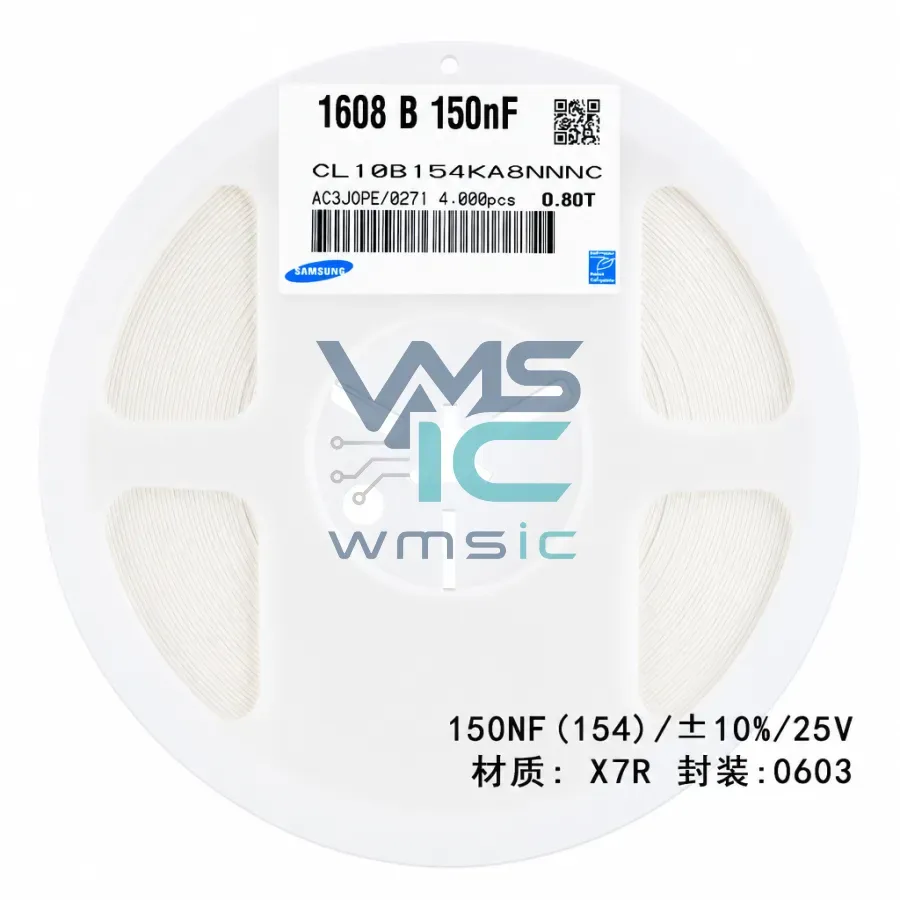 0603 SMD MLCC Capacitor 150nF 25V+/ 10% X7R CL10B154KA8NNNC 50 Pcs CL10B154KA8NNNC Package