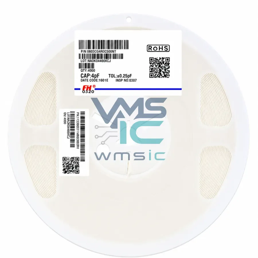 0603 SMD Ceramic Capacitor 4pF 4R0 50V+/ 0.25pF C0G 0603CG4R0C500NT 100pcs 0603CG4R0C500NT Package