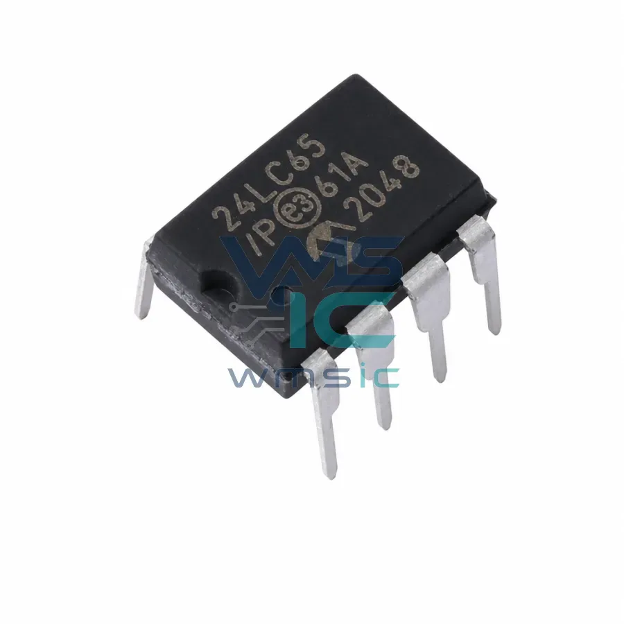 Микросхема памяти 24LC65/P 64Кбит I2C Smart Serial EEPROM, PDIP-8 Корпус