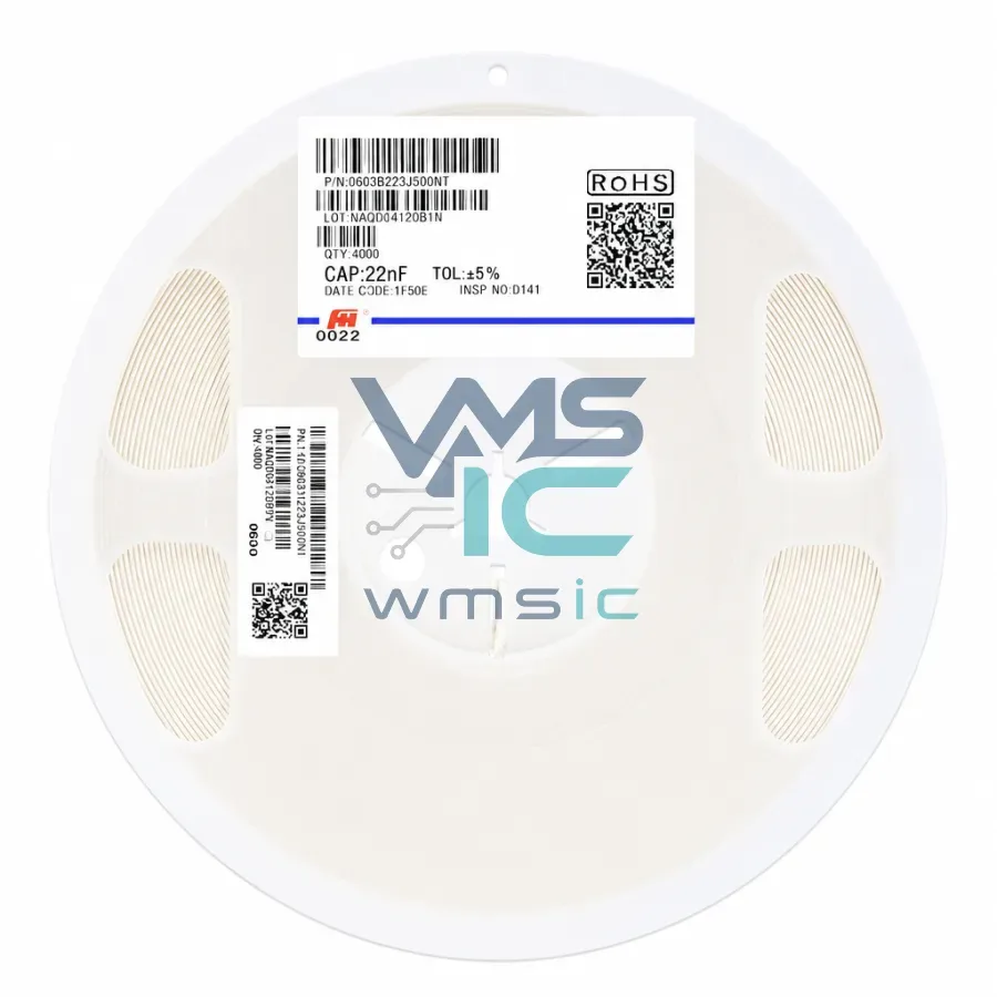 0603 SMD Ceramic Capacitor 22nF 223+/ 5% 50V X7R 0603B223J500NT 100 Pcs 0603B223J500NT Package
