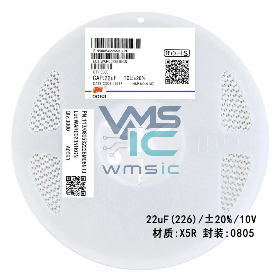 50 шт. 0805X226M100NT 0805 SMD Конденсатор 22 мкФ 226 20 % 10 В X5R Корпус