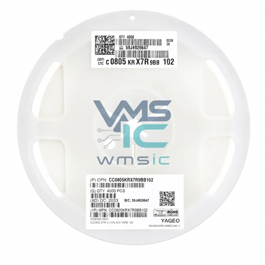 CC0805KRX7R9BB102 0805 SMD MLCC Ceramic Capacitor 1nF+/ 10% 50V X7R CC0805KRX7R9BB102 Package