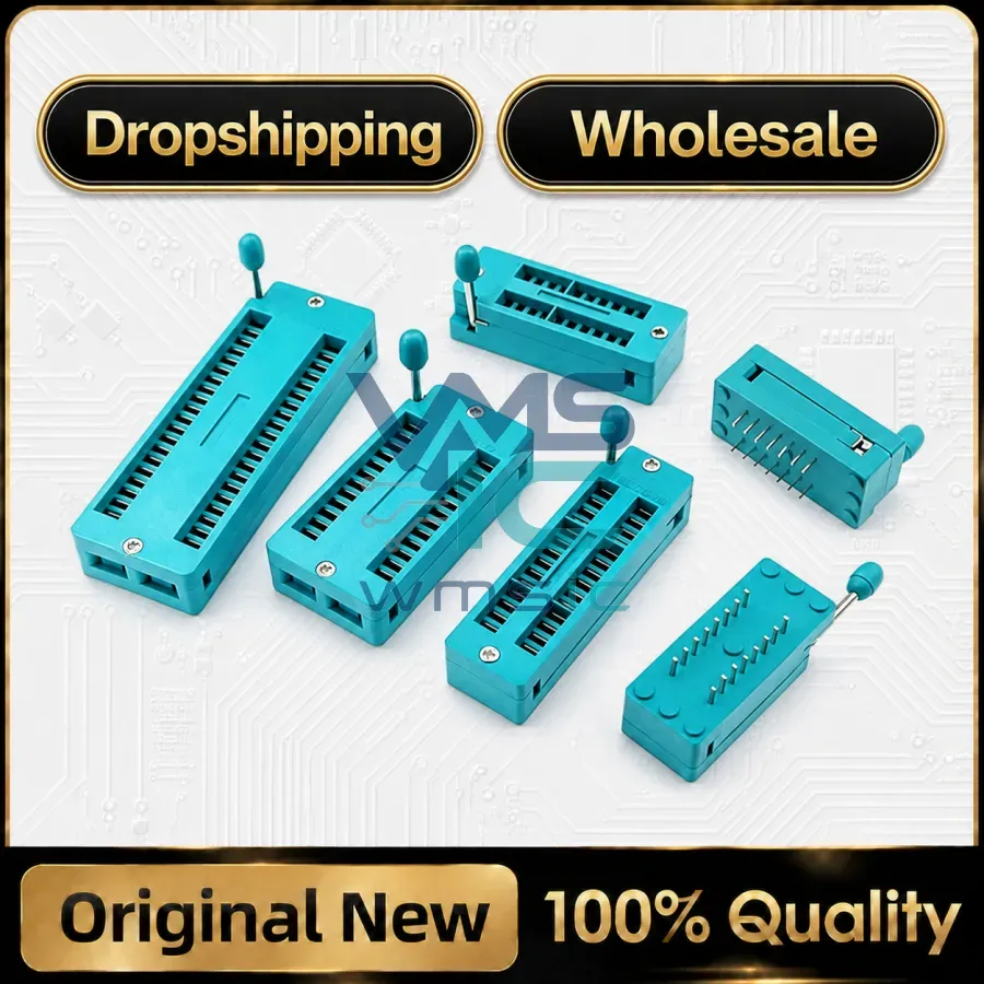 1pcs 14 16 18 20 24 28 32 40 P Pin 2.54 MM Green DIP Universal ZIF IC Socket Test Solder Type IC lock seat zif socket Package
