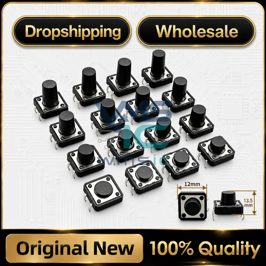 10pcs Tactile Tact Mini Push Button Switch Micro switch 12x12 12*12*4.3mm 5mm 6 7 8 9 10 11 12 13 14 15 16 mm 4Pinc tact switch Package
