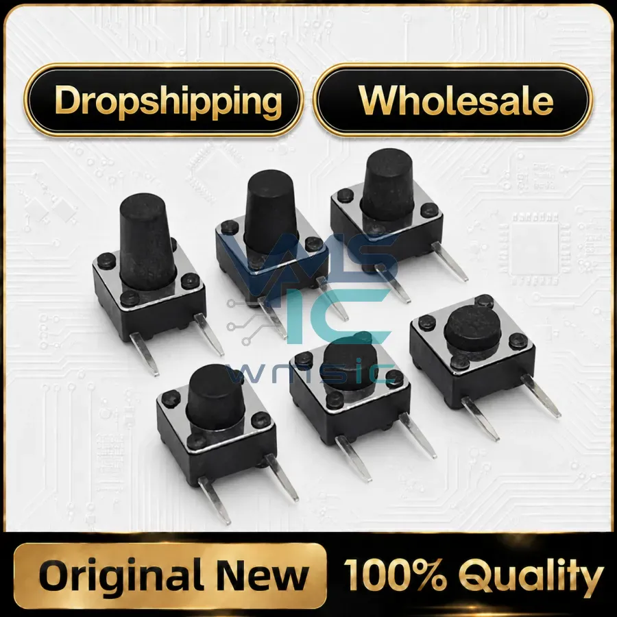 20pcs 6x6(Side 2-Pin )Tact Switch 6*6*4.3/4.5/5/5.3/5.5/6/7/8/9/10mm DC12V/50mA Horizontal Type Micro Button Switch Package