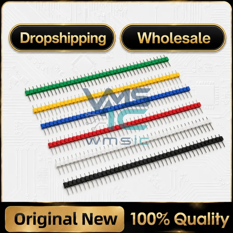 10pcs 1X40Pin Breakable Pin Header 2.54mm Single Row Male Header Connector PCB Pin Strip for Arduino Yellow/Green/White/Black Package
