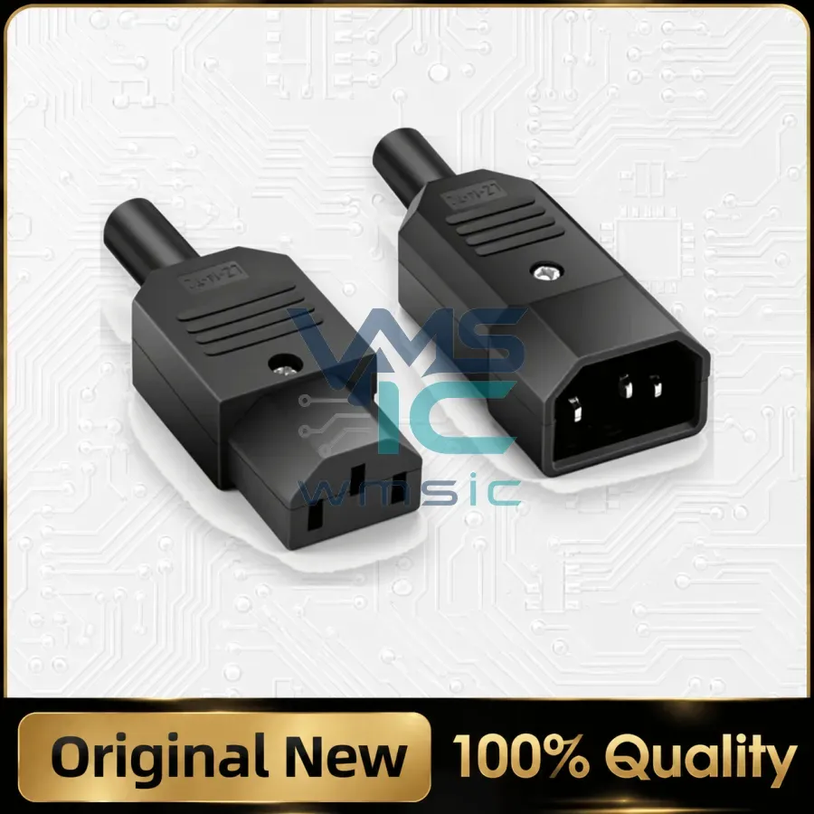 1pcs Straight Cable Plug Connector C13 C14 10A 250V Black female&male Plug Rewirable Power Connector 3 pin AC Socket Package