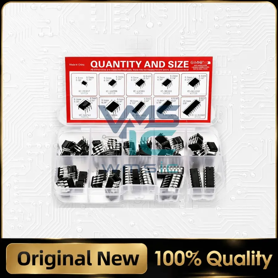 85PCS 10kinds Types NE555 LM324 393 UA741 ULN2803 LM358 386 NE5532 ULN2003 PC817 Integrated Circuit DIP IC Combination Chip Kit Package
