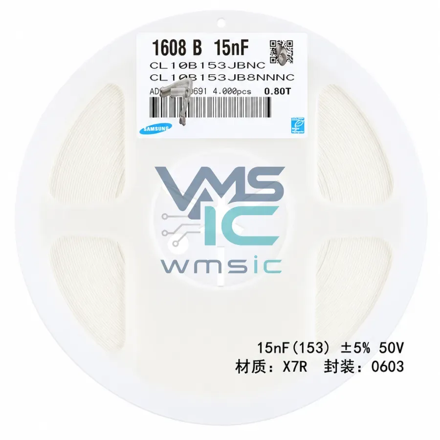 0603 SMD MLCC Capacitor 15nF 50V+/ 5% X7R CL10B153JB8NNNC 50 Pcs CL10B153JB8NNNC Package