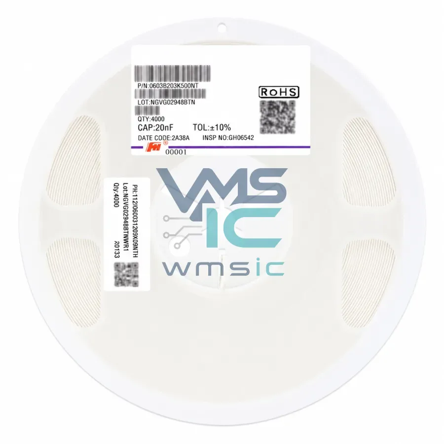 0603 MLCC SMD Capacitor 20nF 203+/ 10% 50V X7R 0603B203K500NT 100pcs 0603B203K500NT Package