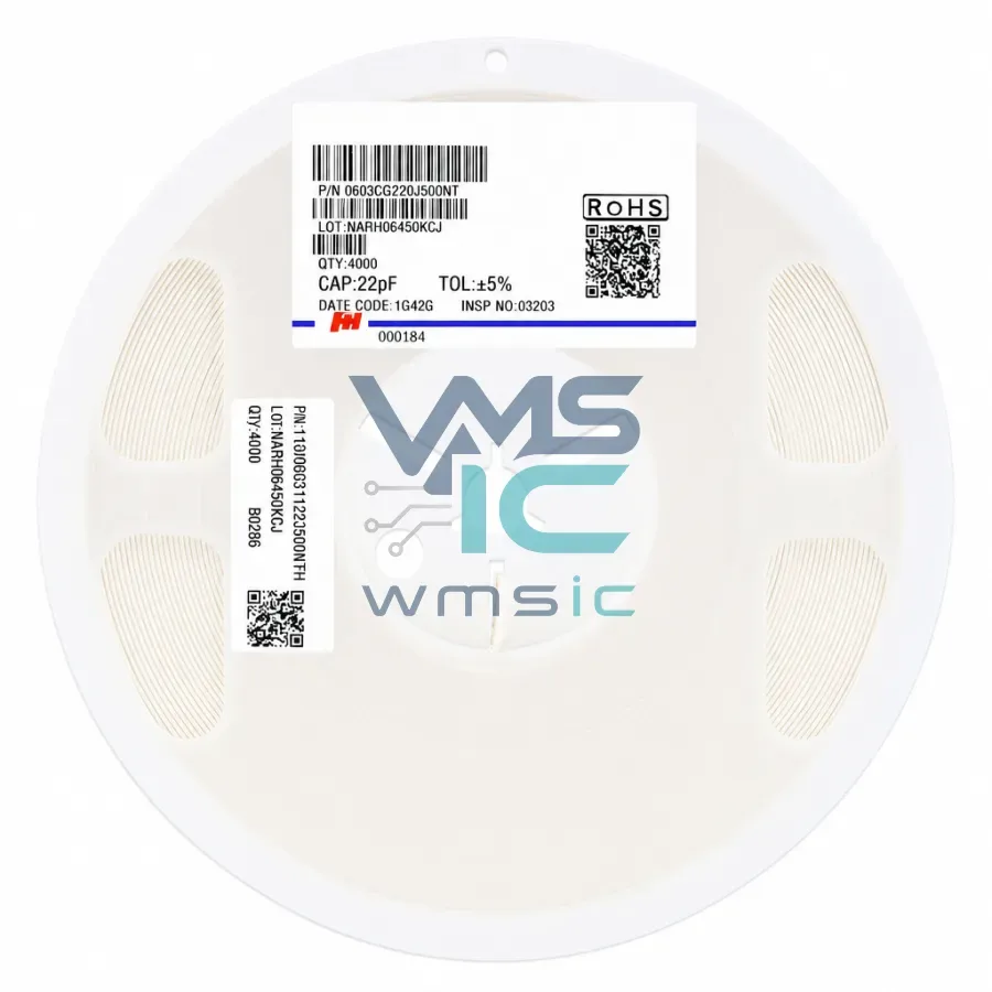 0603 SMD Capacitor 22pF 220+/ 5% 50V C0G 0603CG220J500NT 100pcs 0603CG220J500NT Package