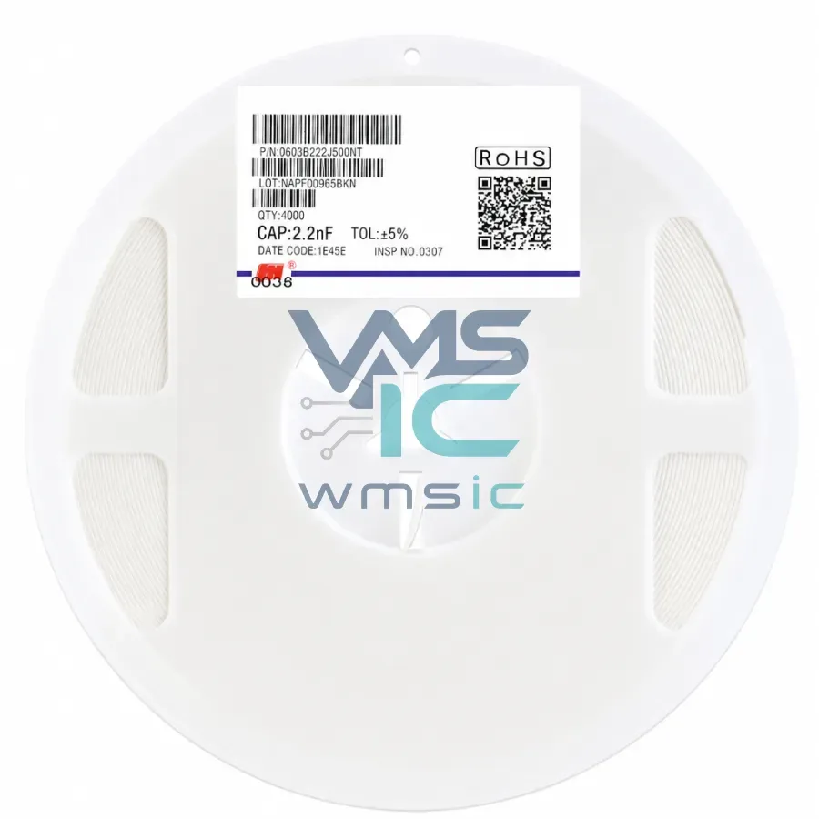0603 SMD Capacitor 2.2nF 222+/ 5% 50V X7R 0603B222J500NT 100pcs 0603B222J500NT Package