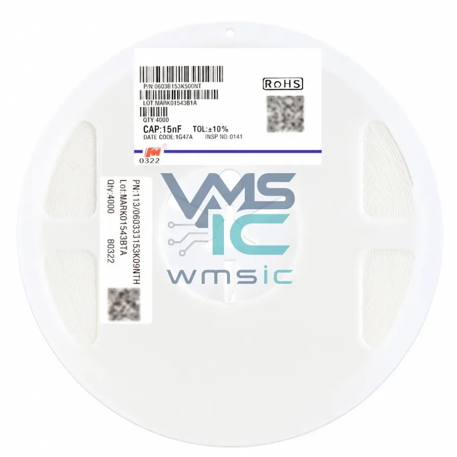0603 MLCC SMD Capacitor 15nF 153+/ 10% 50V X7R 0603B153K500NT 100pcs 0603B153K500NT Package
