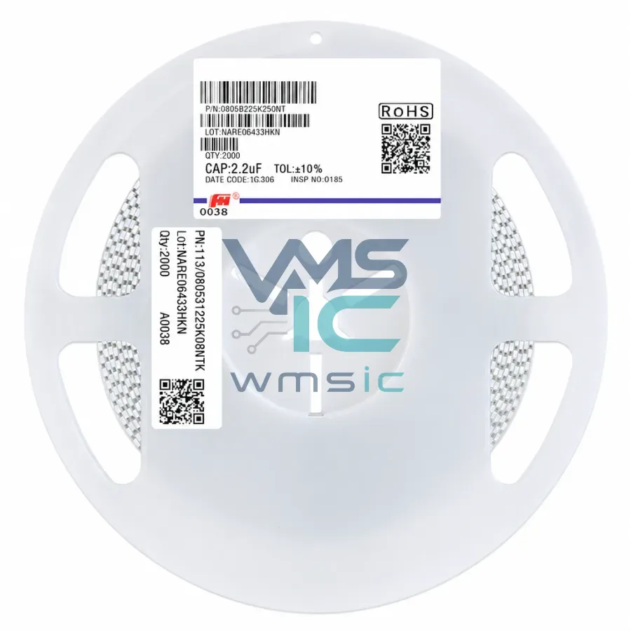 0805B225K250NT SMD Ceramic Capacitor 0805 25V 2.2uF+/ 10% X7R 50 Pcs 0805B225K250NT Package