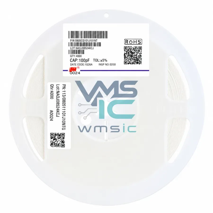 0805CG101J101NT 0805 SMD Ceramic Capacitor 100pF 101+/ 5% 100V COG 50 Pcs 0805CG101J101NT Package