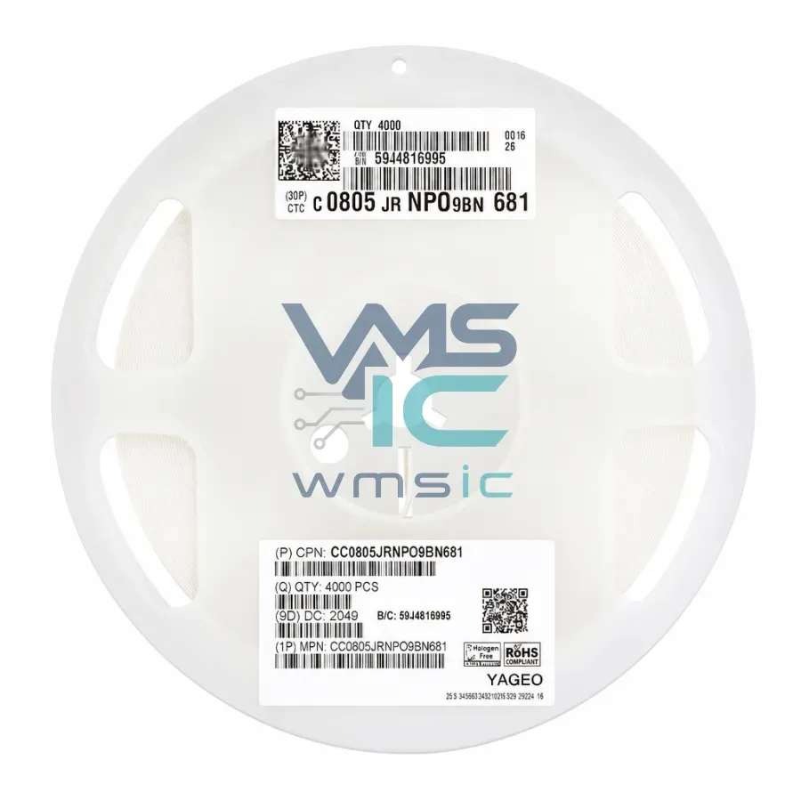 0805 MLCC SMD Capacitor 680pF 681+/ 5% 50V NP0 CC0805JRNPO9BN681 Package