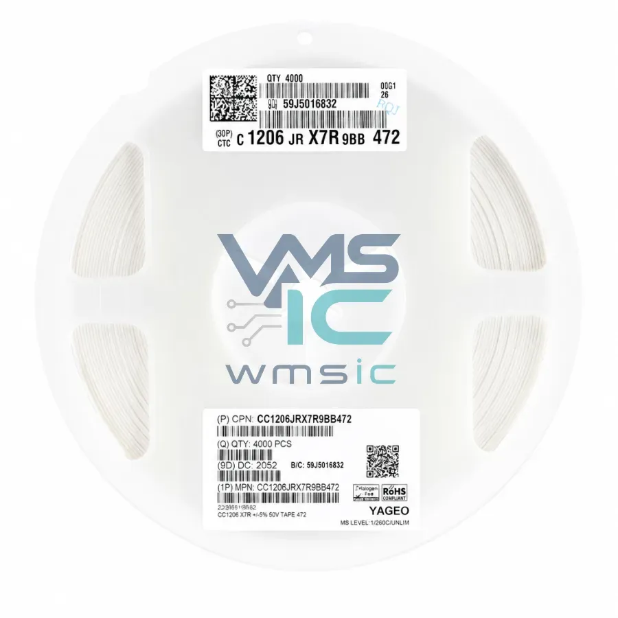 CC1206JRX7R9BB472 1206 SMD Ceramic Capacitor 4.7nF 472+/ 5% 50V X7R CC1206JRX7R9BB472 Package