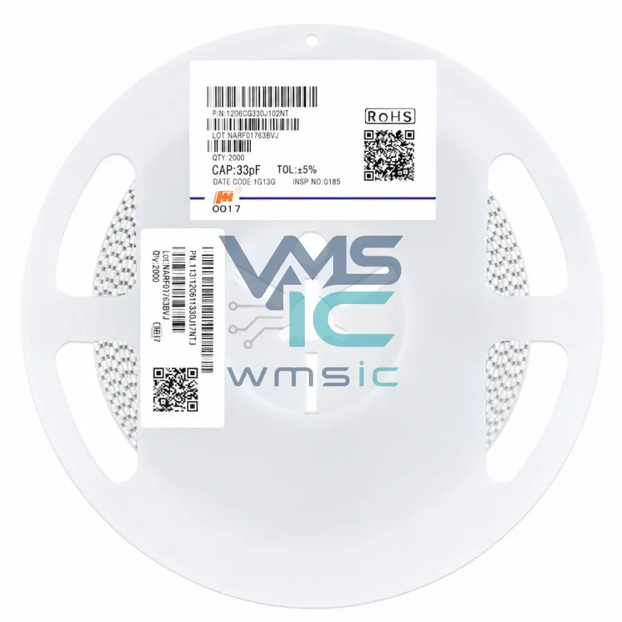 1206 SMD Capacitor 33pF+/ 5% 1KV COG 1206CG330J102NT 10 Pcs 1206CG330J102NT Package