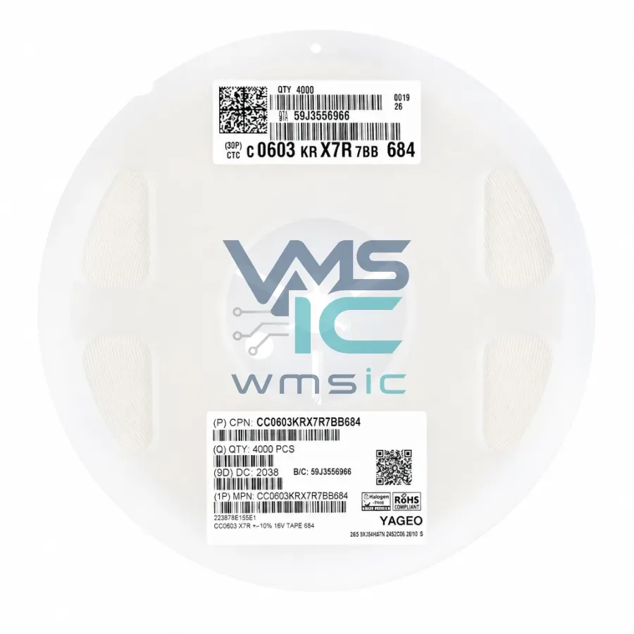 CC0603KRX7R7BB684 0603 SMD Ceramic Capacitor 680nF 684+/ 10% 16V X7R CC0603KRX7R7BB684 Package