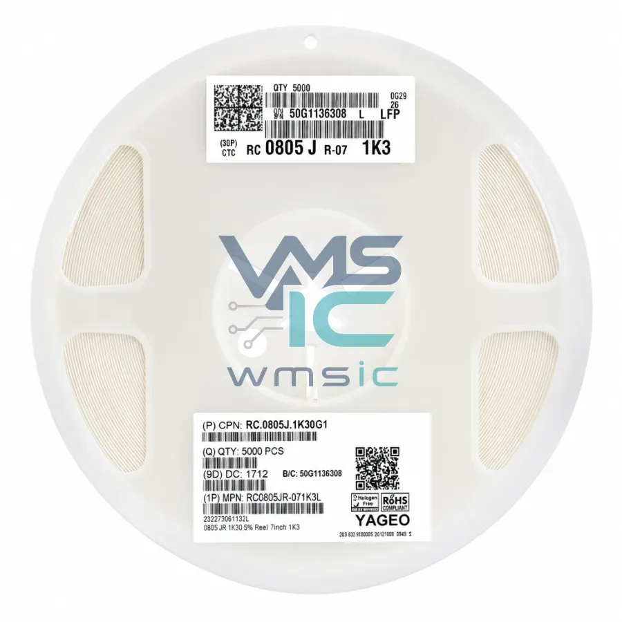 0805 SMD Resistor 1.3K Ohm 132+/ 5% RC0805JR-071K3L 100pcs Package