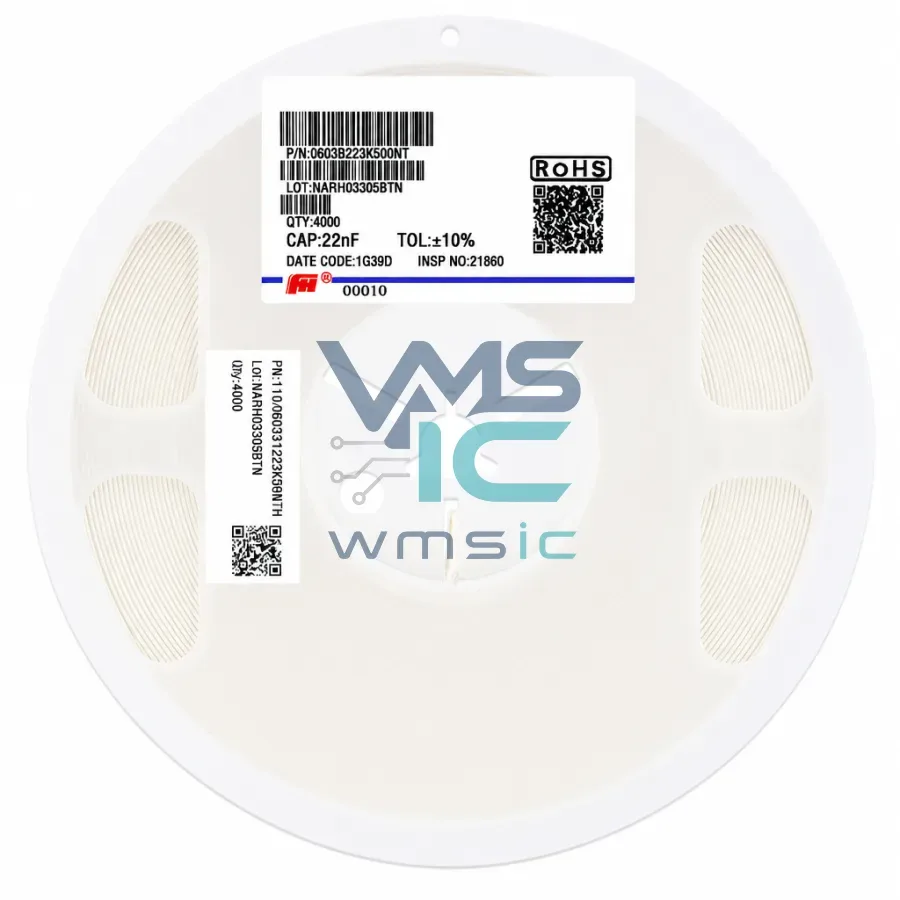 0603 SMD Capacitor 22nF 223+/ 10% 50V X7R 0603B223K500NT 100pcs 0603B223K500NT Package