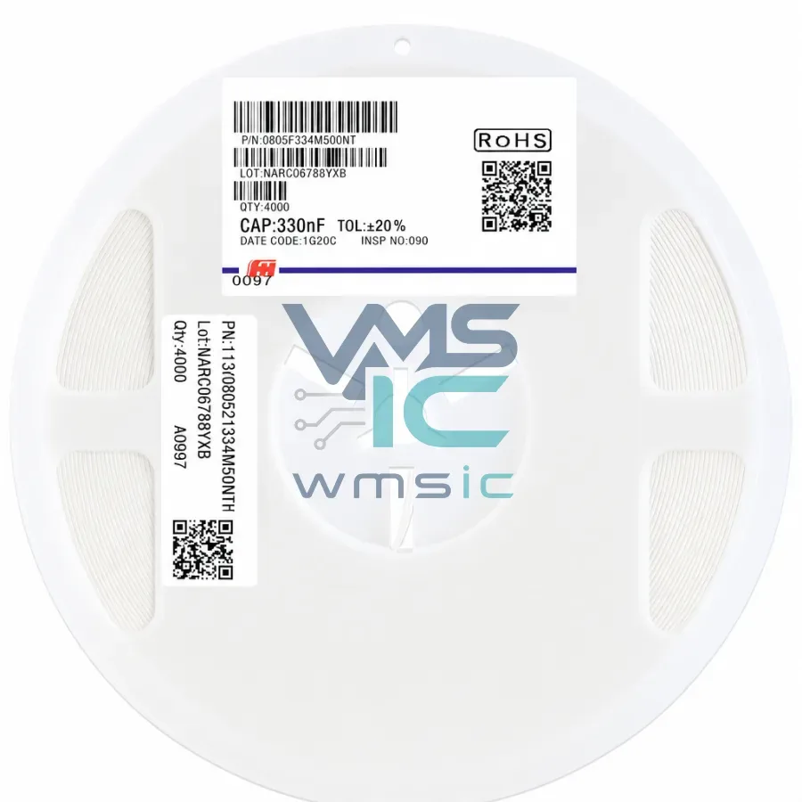 0805 SMD Capacitor 330nF 50V Y5V+/ 20% 0805F334M500NT 50PCS 0805F334M500NT Package