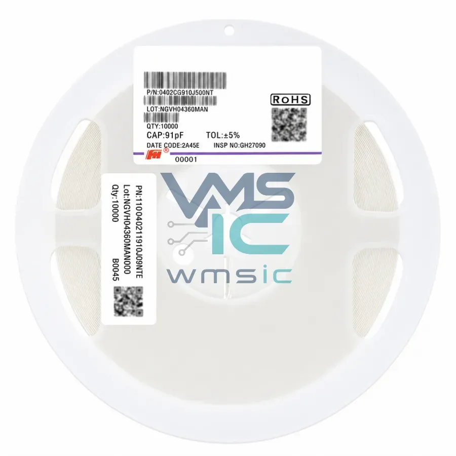 0402 SMD Ceramic Capacitor 91pF+/ 5% 50V C0G 0402CG910J500NT 100pcs 0402CG910J500NT Package