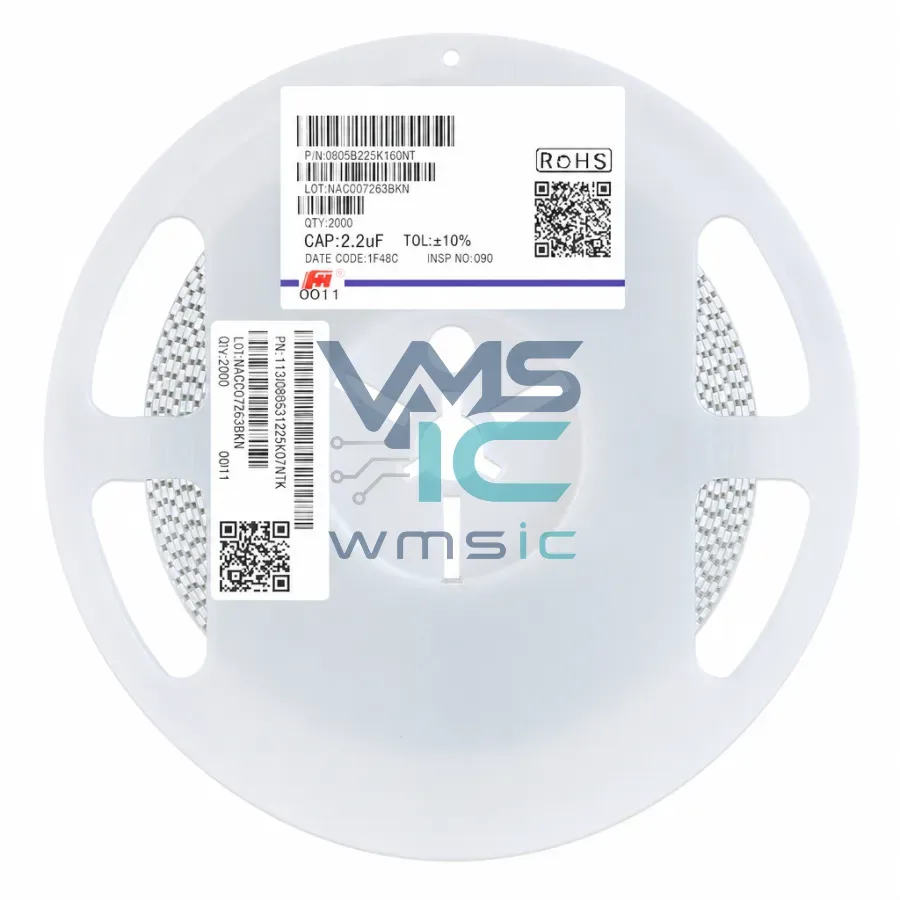 0805 SMD Ceramic Capacitor 2.2uF+/ 10% 16V X7R 0805B225K160NT 50pcs 0805B225K160NT Package