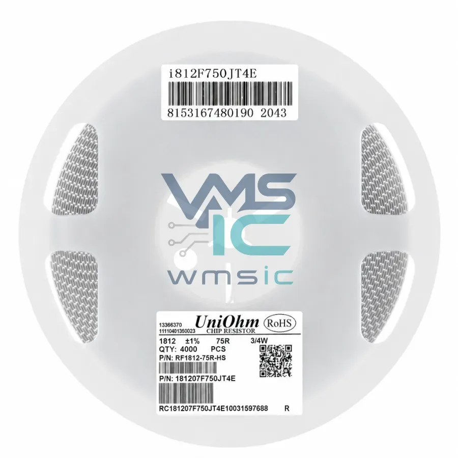 1812 SMD Resistor 75R 750J+/ 1% 0.75W 181207F750JT4E 10pcs 181207F750JT4E Package