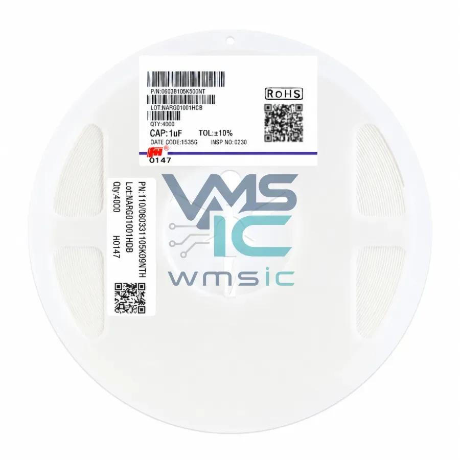 0603 SMD Capacitor 1uF 105+/ 10% 50V X7R 0603B105K500NT 100pcs 0603B105K500NT Package