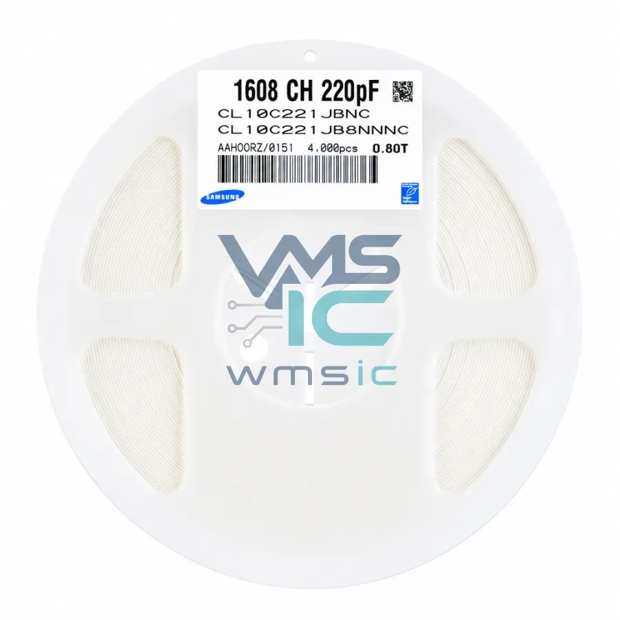 0603 SMD Capacitor 220pF 221+/ 5% 50V C0G CL10C221JB8NNNC 50pcs CL10C221JB8NNNC Package