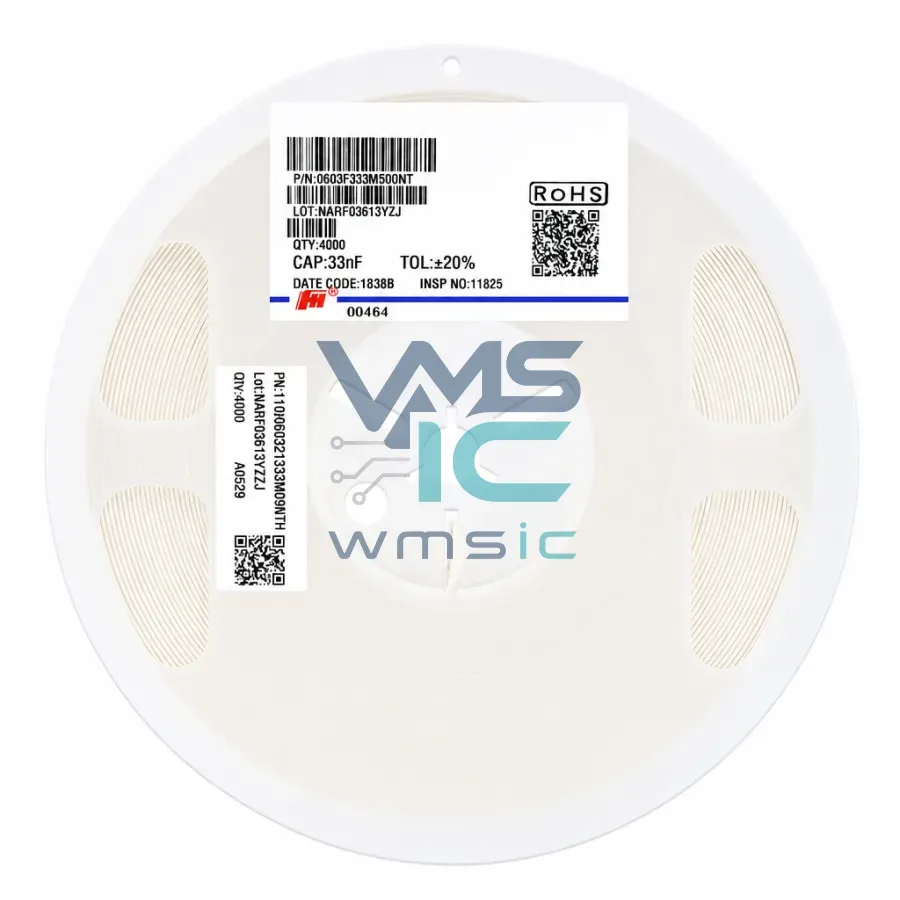0603 SMD Capacitor 33nF 333+/ 20% 50V Y5V 0603F333M500NT 100pcs 0603F333M500NT Package