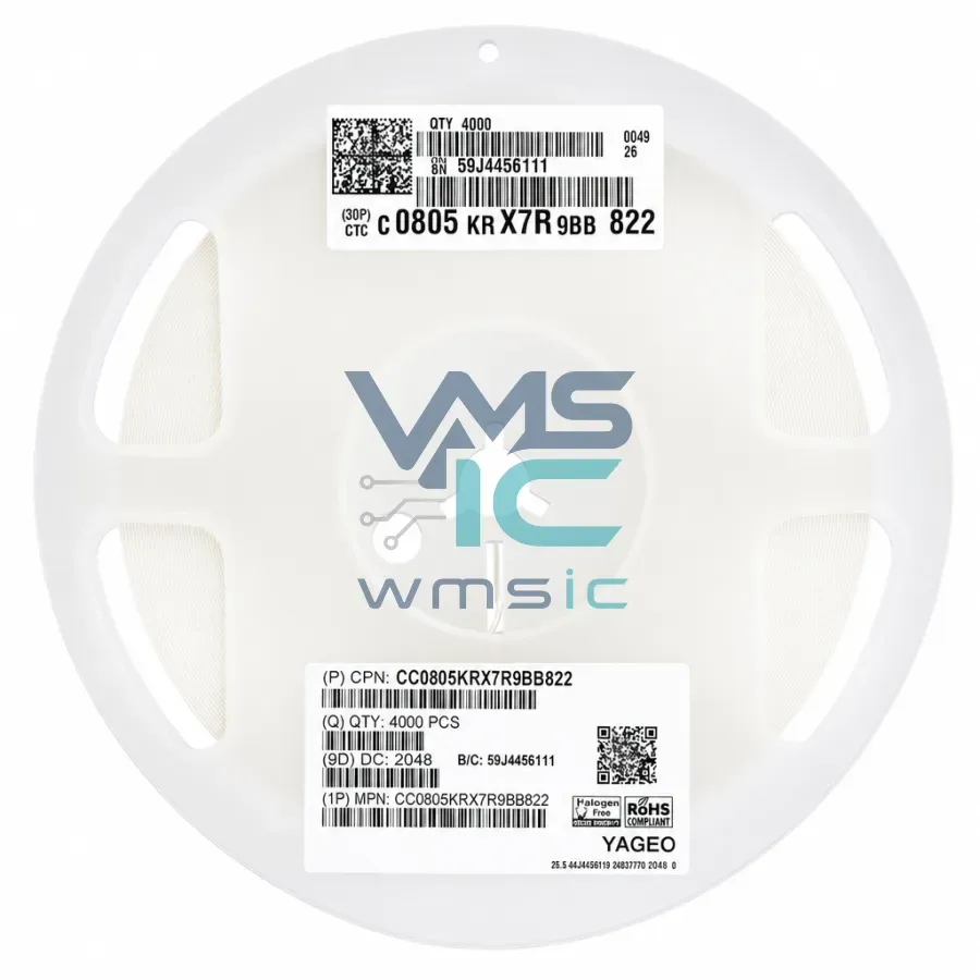 0805 SMD Capacitor 8.2nF 822+/ 10% 50V X7R Yageo CC0805KRX7R9BB822 Package