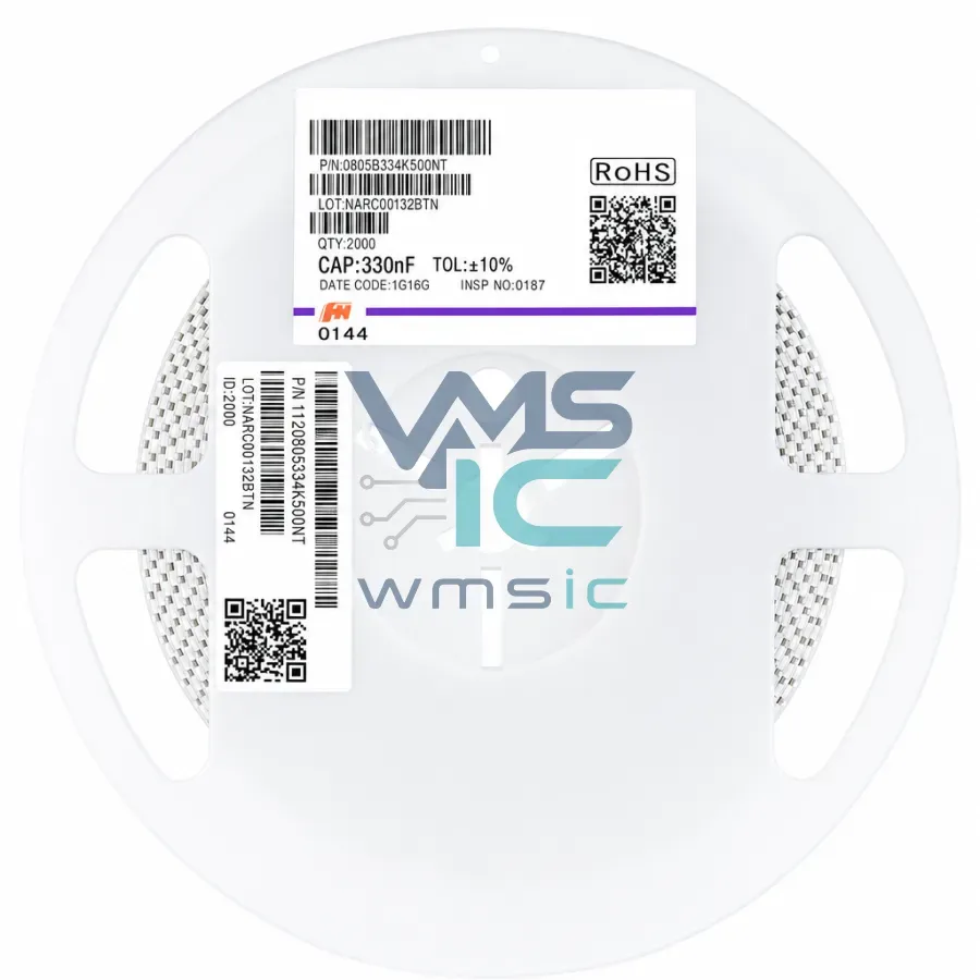 0805 SMD Capacitor 330nF 334+/ 10% 50V X7R 0805B334K500NT 50pcs 0805B334K500NT Package