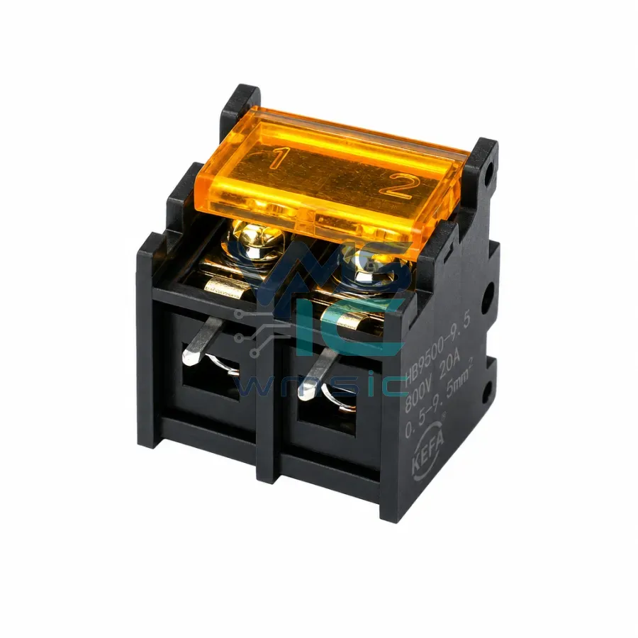 HB-9500 2P Barrier Terminal Block with Cover 9.5mm Pitch 300V 25A HB-9500 Package